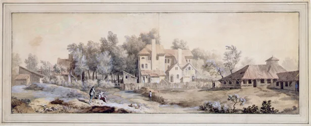 Paysage avec bâtiments : peut-être à Richmond, Surrey